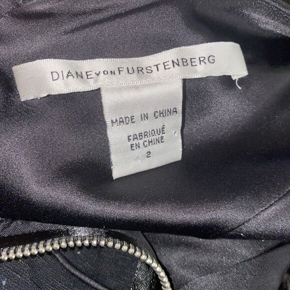 DVF DIANE VON FURSTENBERG WOMEN'S 2 BLACK Sleeveless DRESS Back Zip Pockets - Picture 9 of 11